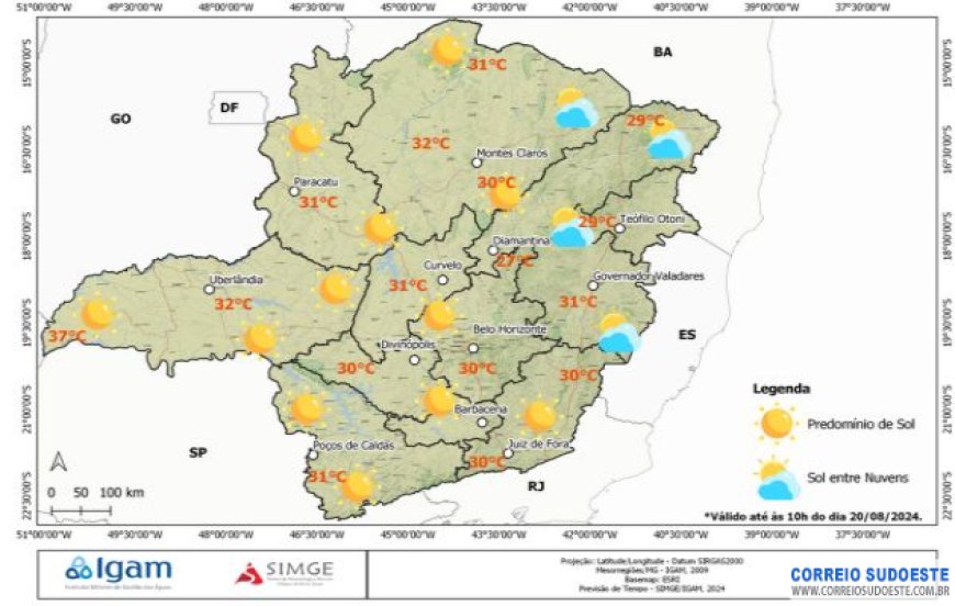 Calor Intenso e Tempo Seco Predominarão em Minas Gerais