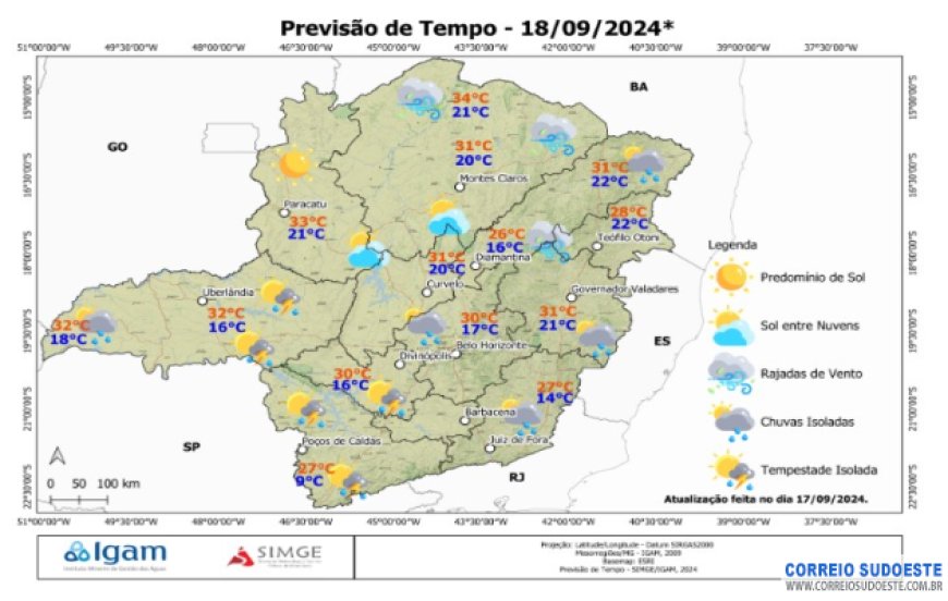 Alerta para baixa umidade em MG e SP