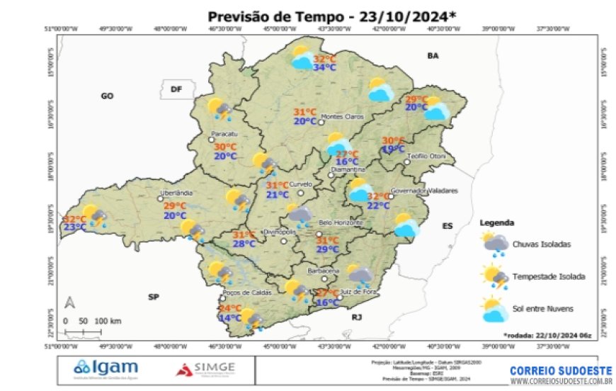 TEMPO: sol e chuva na região sudeste