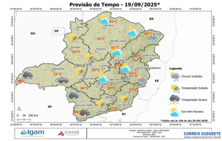 PREVISÃO DO TEMPO: tempestades podem gerar granizo em Minas Gerais