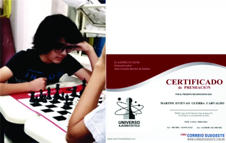 GUAXUPEANO É 3º COLOCADO EM TORNEIO CONTINENTAL SUB13 DE XADREZ