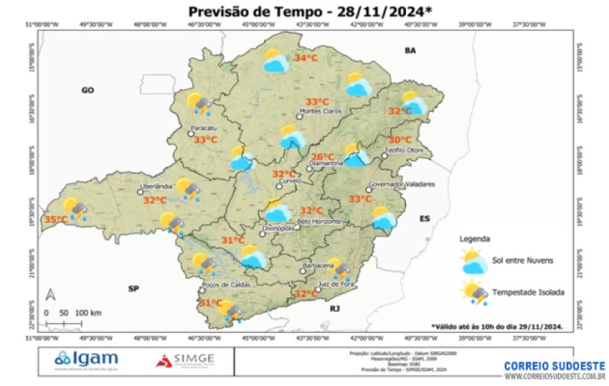 Sudeste terá céu com poucas nuvens em grande parte da região nesta quinta-feira