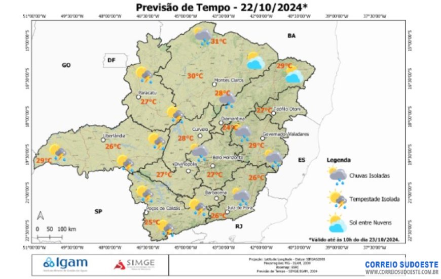 Tempo Instável com chances de chuva