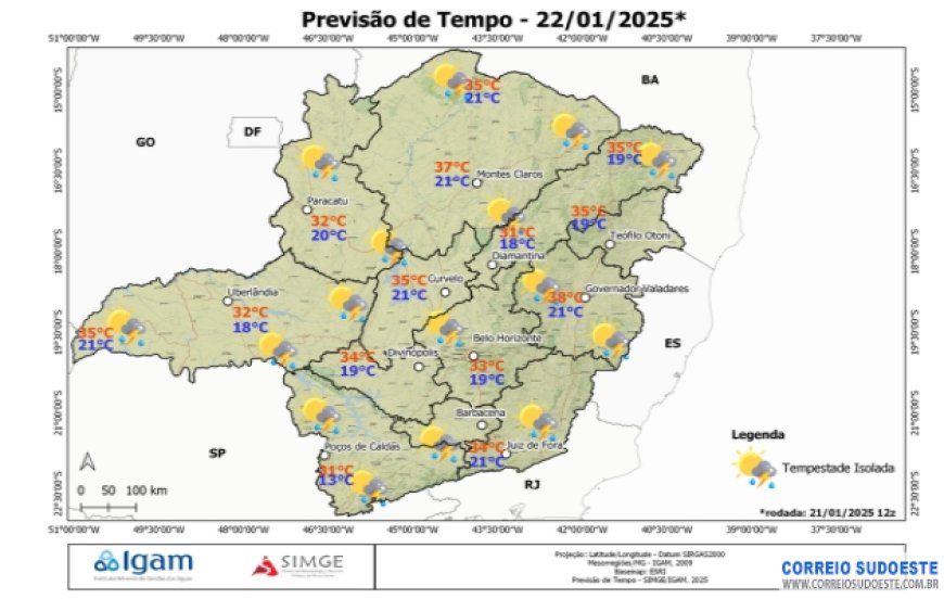 Áreas do Sudeste têm previsão de pancadas de chuva nesta quarta-feira