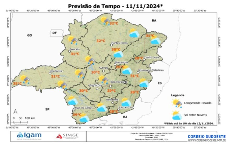 Muitas nuvens e sem chuvas em SP, ES e RJ, nesta segunda-feira (11)