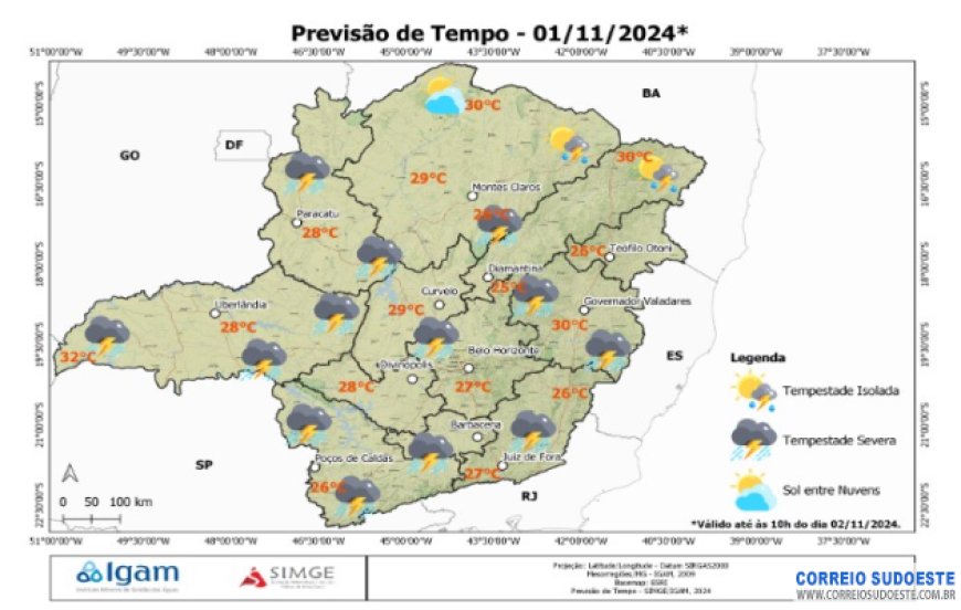 Sudeste deve contar com chuvas em toda a região, nesta sexta-feira (1)