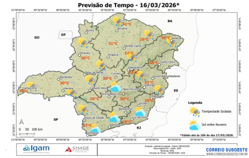 Chuvas estão previstas apenas no Norte de Minas