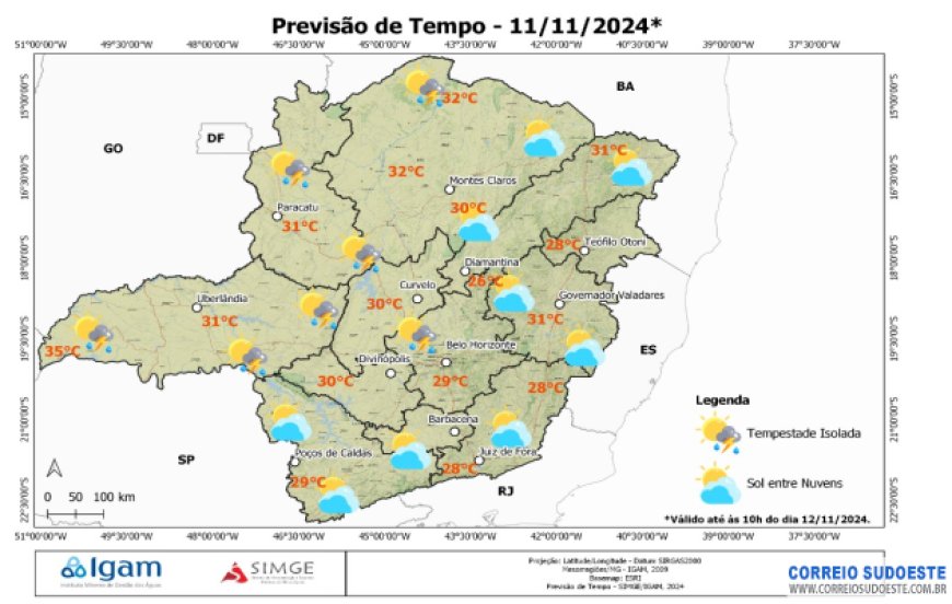 Sudeste terá céu com muitas nuvens em toda a região nesta terça-feira (12)