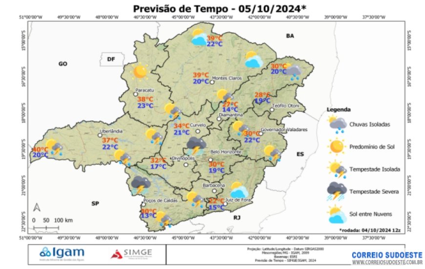 Combinação de forte calor com chegada de frente fria pode trazer chuvas para Minas neste fim de semana