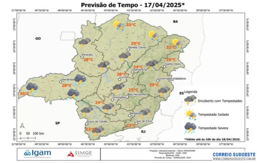 Sudeste terá muitas nuvens e chuva, nesta quinta-feira (17)