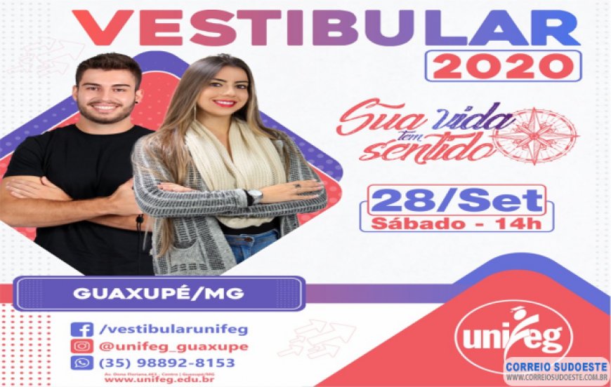 Inscrições estão abertas para o Vestibular 2020 UNIFEG Guaxupé