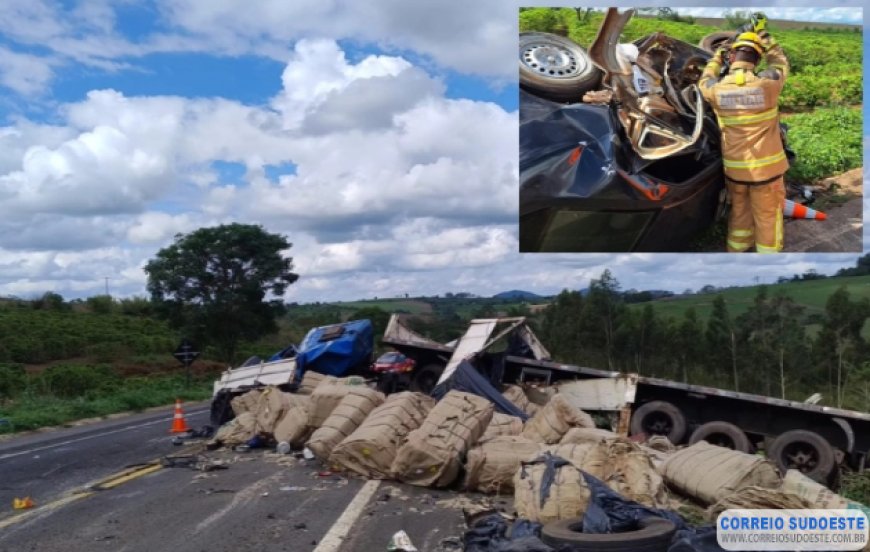 Motorista morre após bater de frente com caminhão