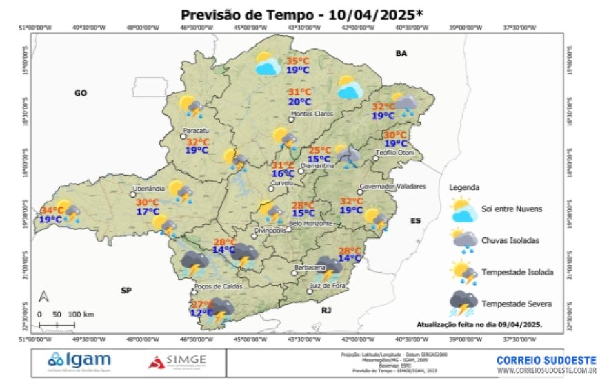 Sudeste será chuvoso, nesta quinta-feira (10)