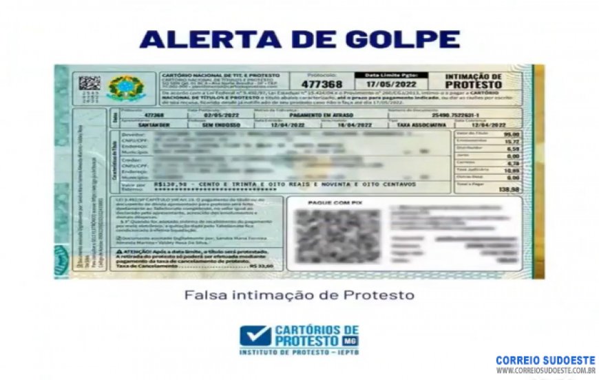 Cartórios alertam para golpe com intimações falsas de dívidas