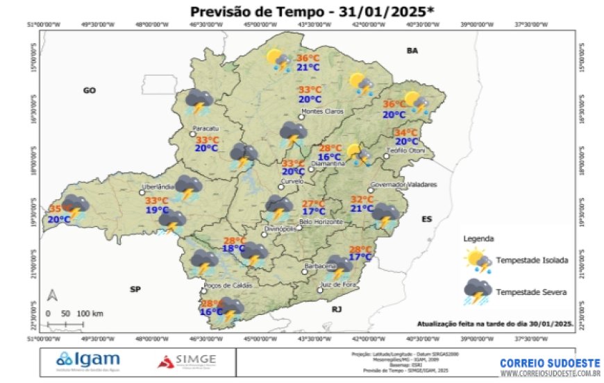 Tempo continua chuvoso e alerta sobre acumulado de chuva em MG