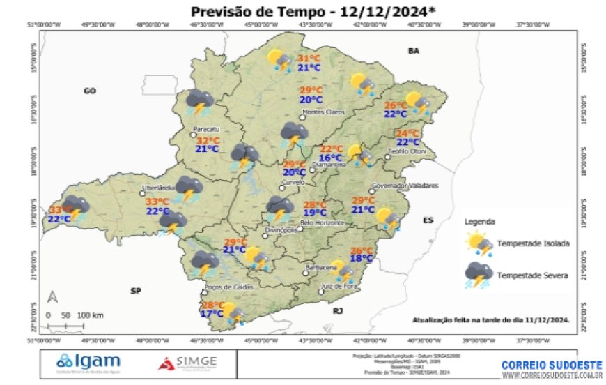 Sudeste terá chuva intensa em Minas Gerais e Rio de Janeiro